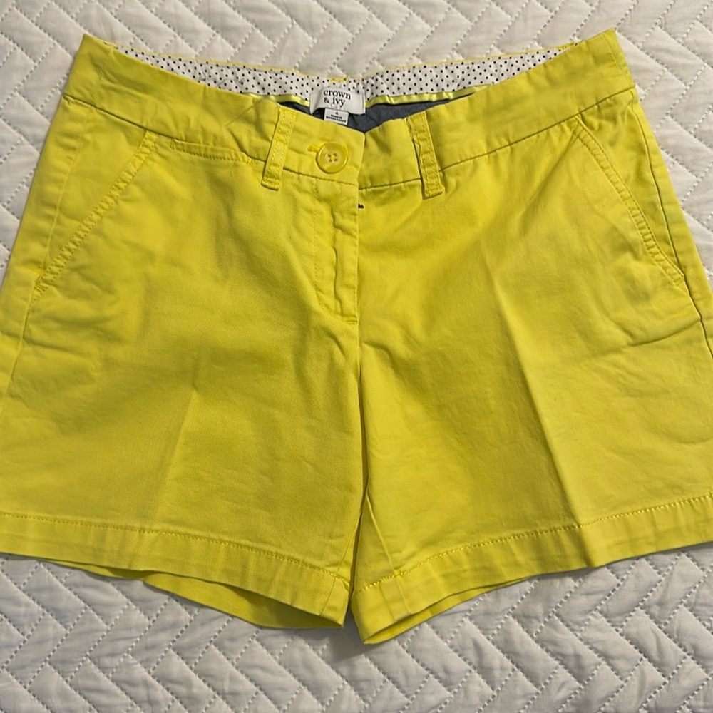 Crown & Ivy Yellow Women's Shorts